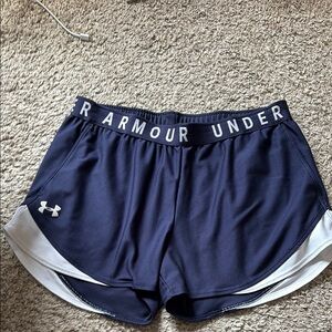 Under Armour Blue and White Athletic Shorts with Elastic Waistband